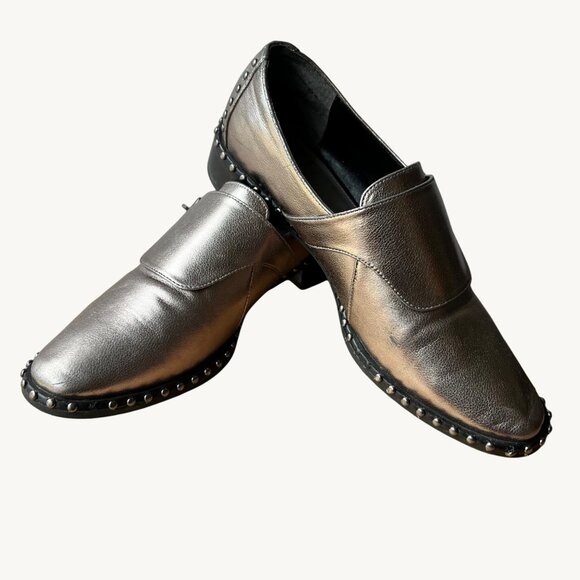 Adrianna Papell size 9 Silver Metallic Studded Loafers - Picture 1 of 14